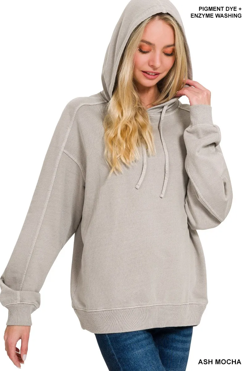 French Terry Pigment Dye & Enzyme Washing Hoodie, image 2