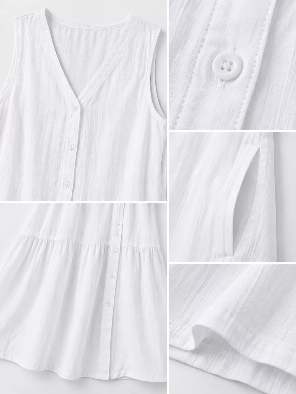 Full Size V-Neck Button Front Sleeveless Midi Dress Plus Size, image 5