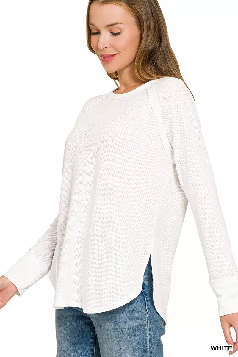 Zenana Baby Waffle Long Sleeve Top, image 2