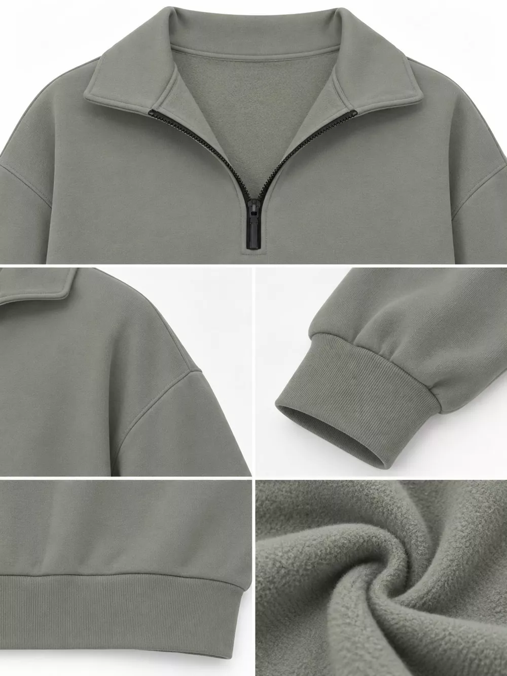Full Size Quarter-Zip Dropped Shoulder Sweatshirt Plus Size, image 4