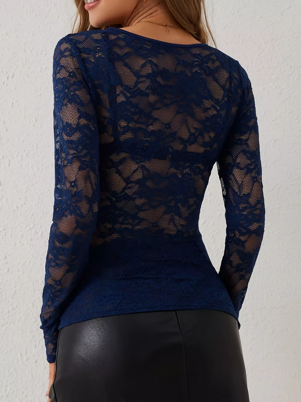 Lace V-Neck Long Sleeve Top, image 23