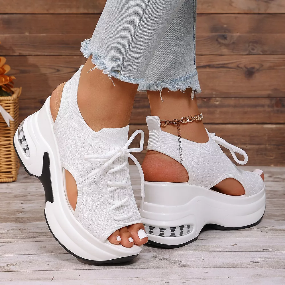 Peep Toe Wedge Sandals, image 4
