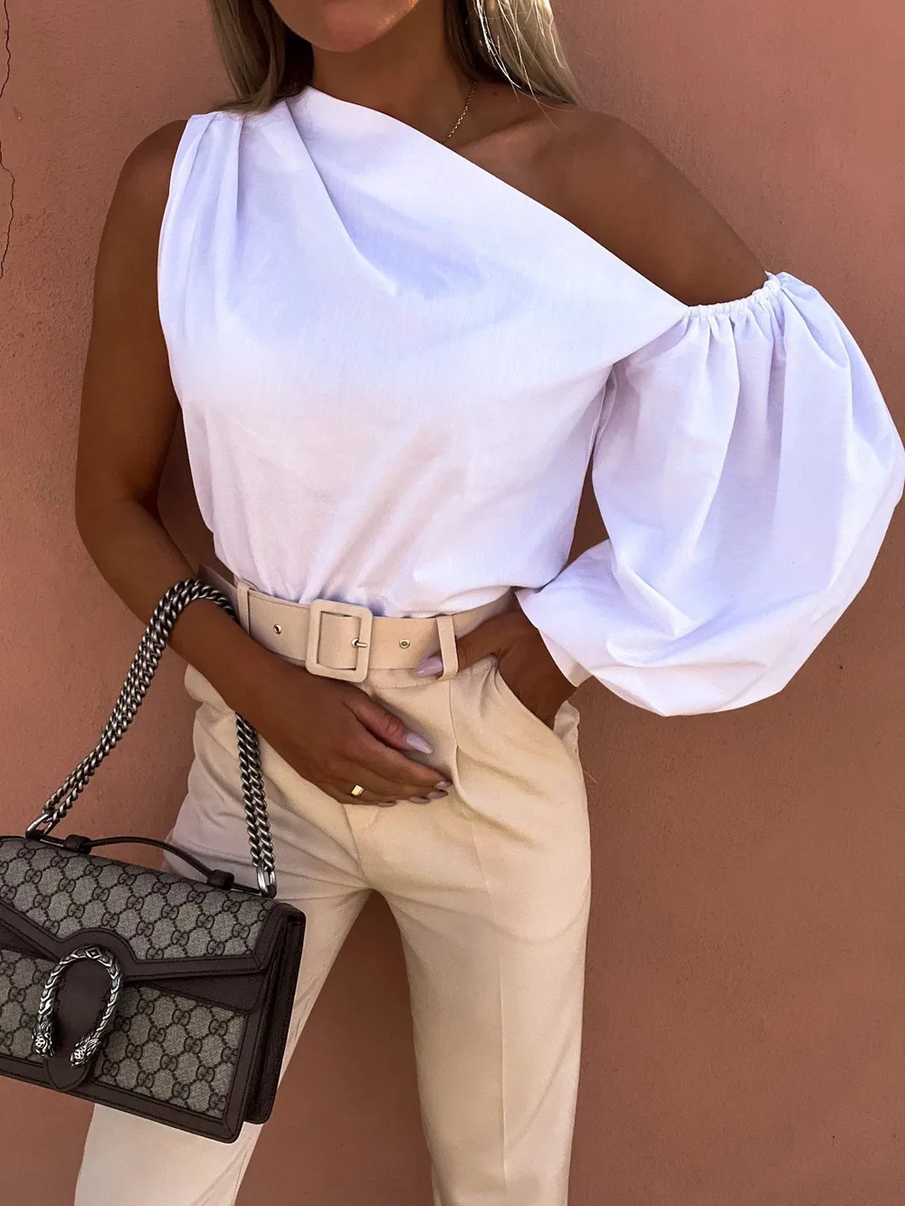One Shoulder Puff Sleeve Blouse, image 3