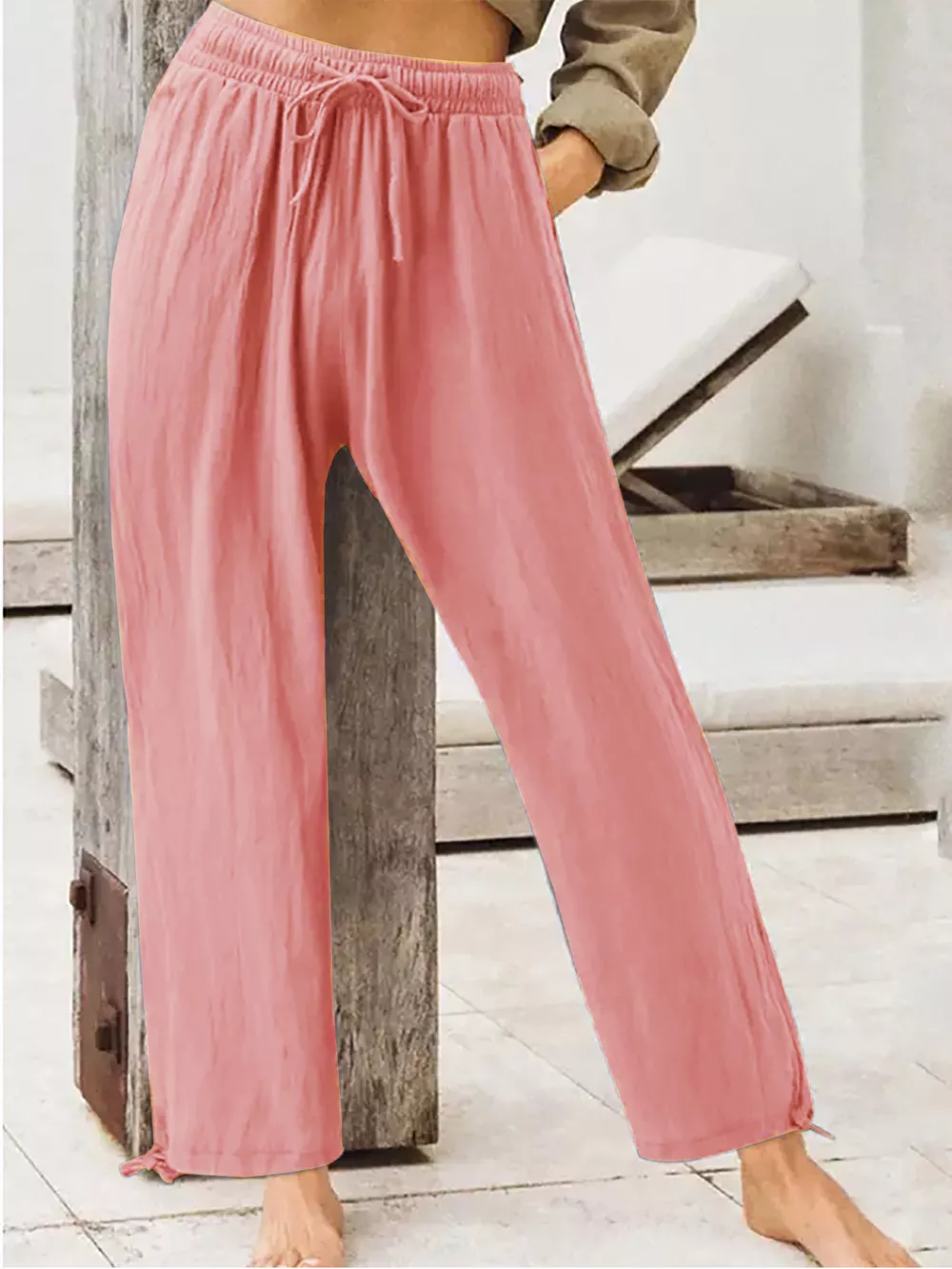 Full Size Casual Drawstring Wide-Leg Pants Plus Size, image 15