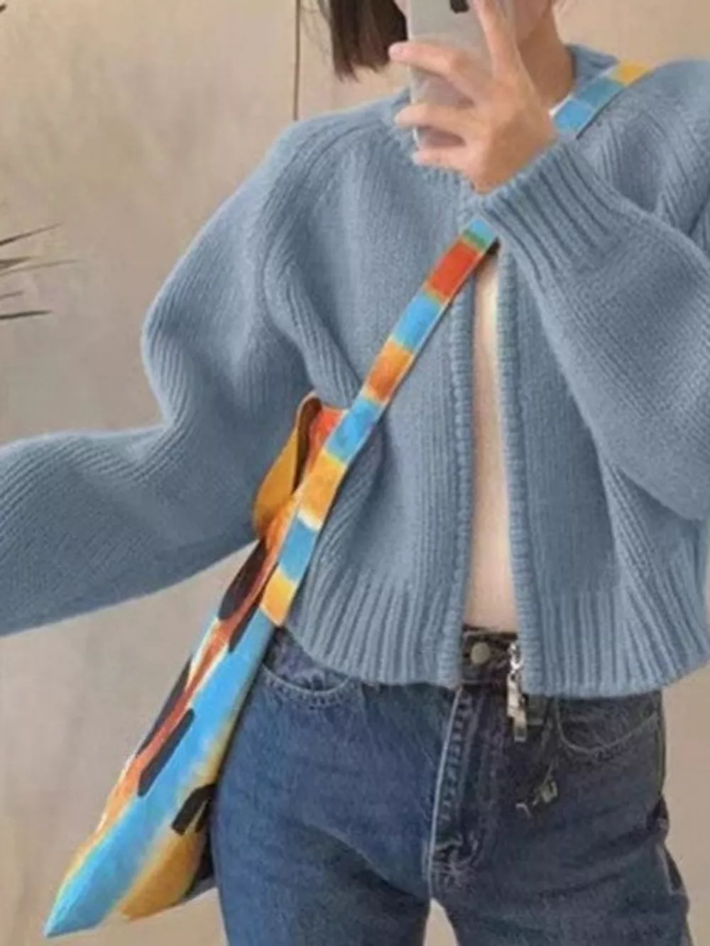 Ribbed Hem Zip-Up Cardigan, image 14