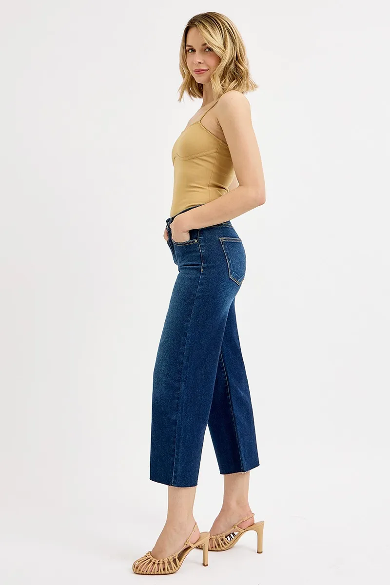 Full Size Tummy Control High Rise Crop Wide Jeans Plus Size, image 6