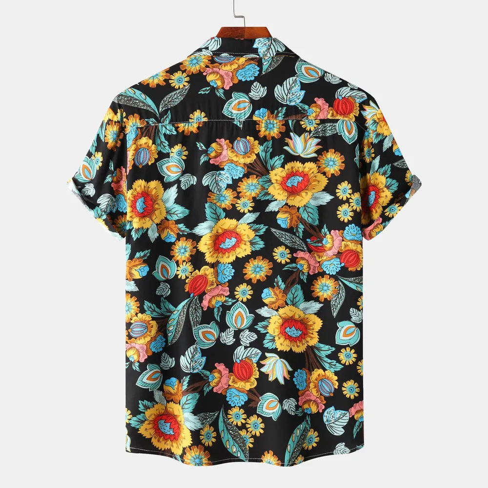Men's Plus Size Floral Print Short Sleeve Hawaiian Shirt, image 6