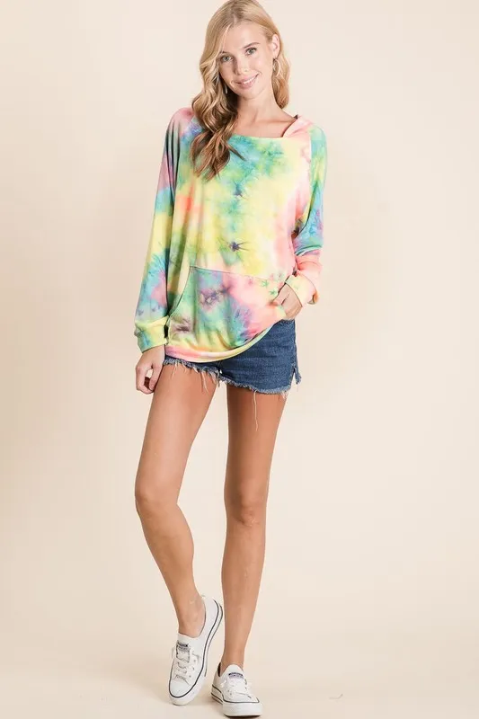 Tie Dye Terry Hoodie with Kangaroo Pocket