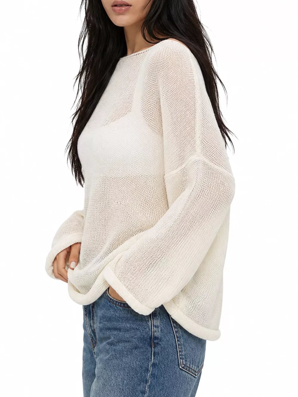 Full Size Sheer Lightweight Knit Top Plus Size, image 15