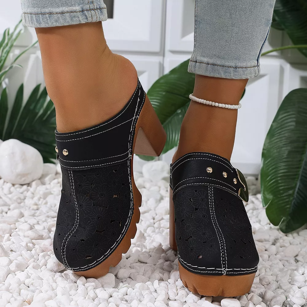 Round Toe Block Heels Sandals, image 8