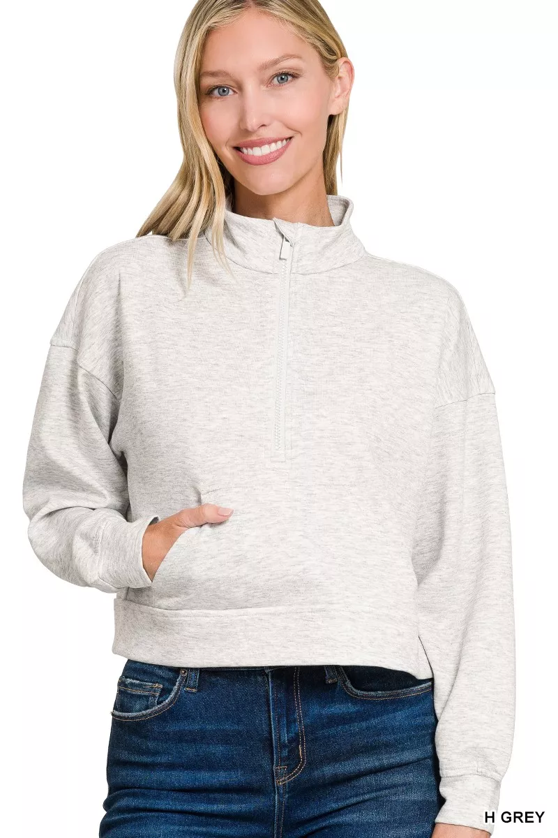 Scuba Half Zip Pullover With Kangaroo Pockets