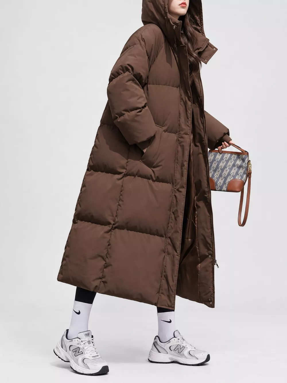 Plus Size Oversized Hooded Longline Puffer Coat, image 33