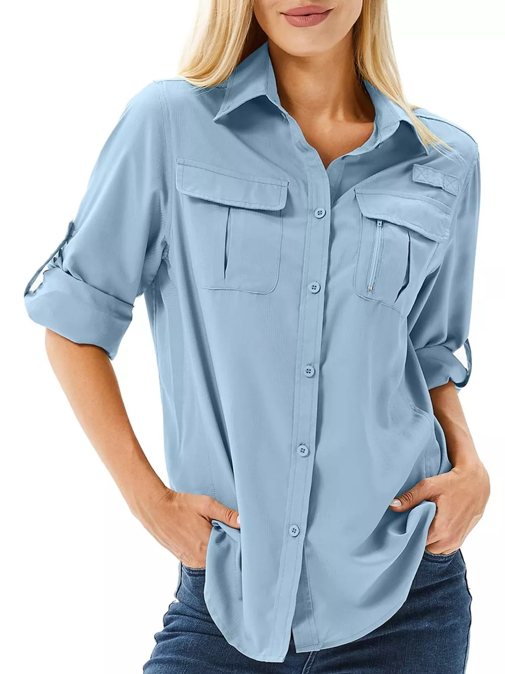 Full Size Button-Down Roll-Up Sleeve Shirt Plus Size, image 16