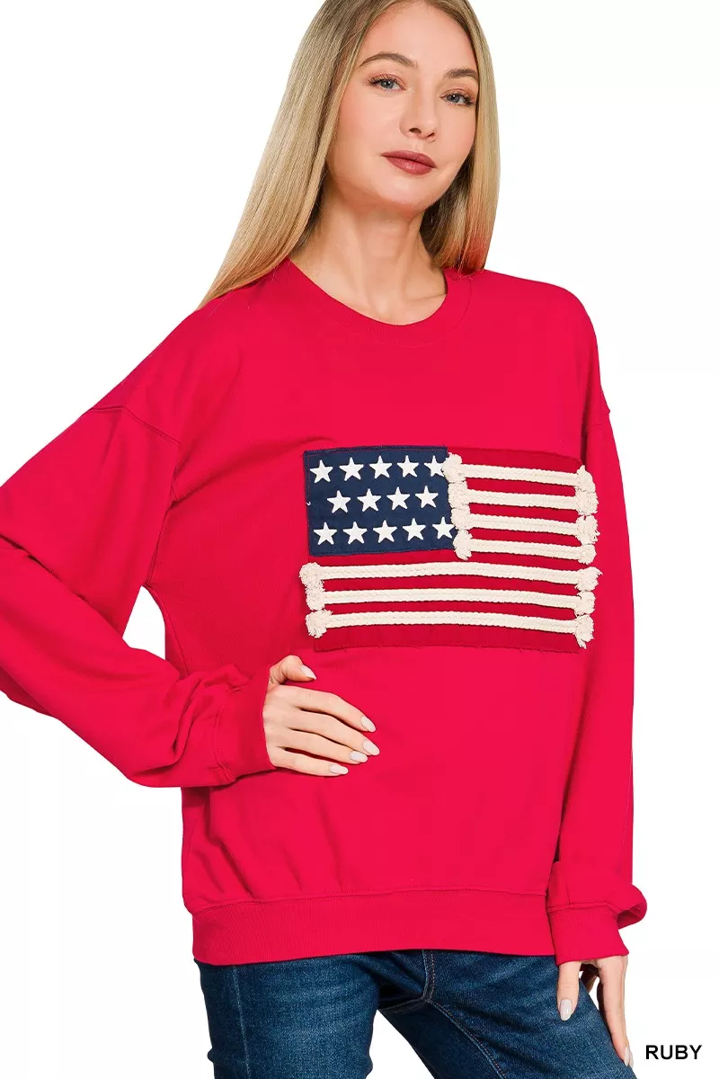 French Terry American Flag Pullover, image 3