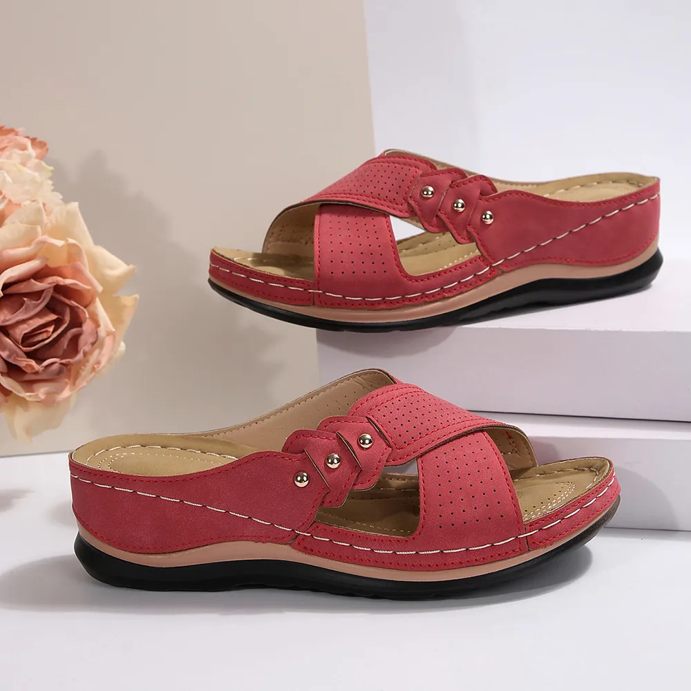 Crisscross Open Toe Wedge Sandals, image 16