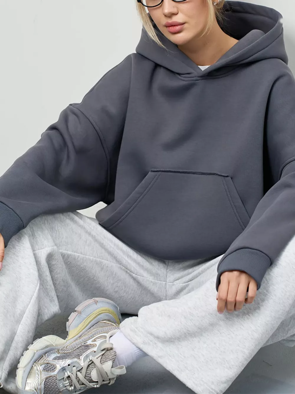 Kangaroo Pocket Dropped Shoulder Hoodie, image 14