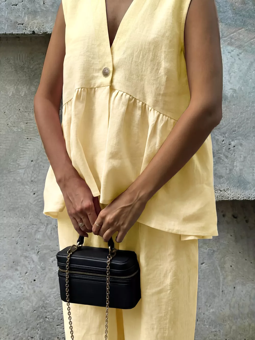 One Button Sleeveless Top and Pants Set, image 4