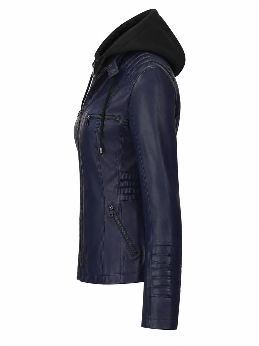 Full Size Detachable Hooded Faux Leather Moto Jacket Plus Size, image 31