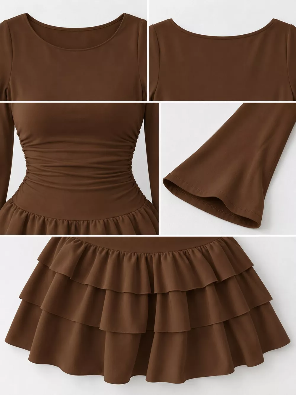 Layered Ruffle Long Sleeve Mini Dress, image 9