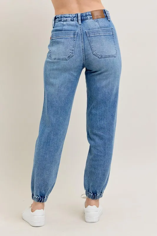 Full Size High Waist Denim Jogger Plus Size, image 11