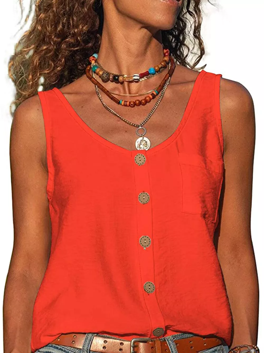 Full Size Casual Round Neck Tank Plus Size, image 21