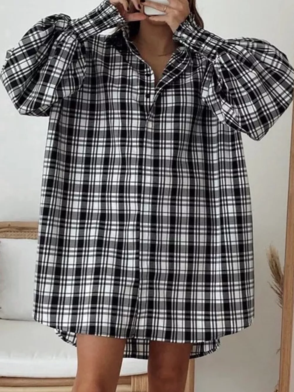 Oversized Plaid Button Up Shirt, image 21