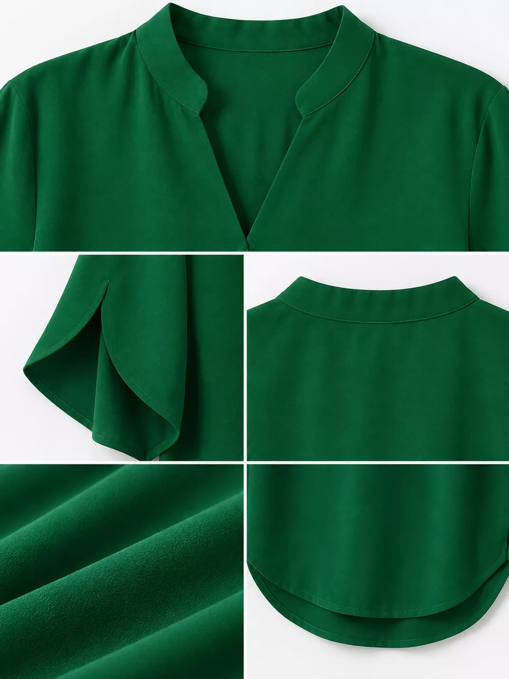 Notched Slit Short Sleeve Blouse, image 10