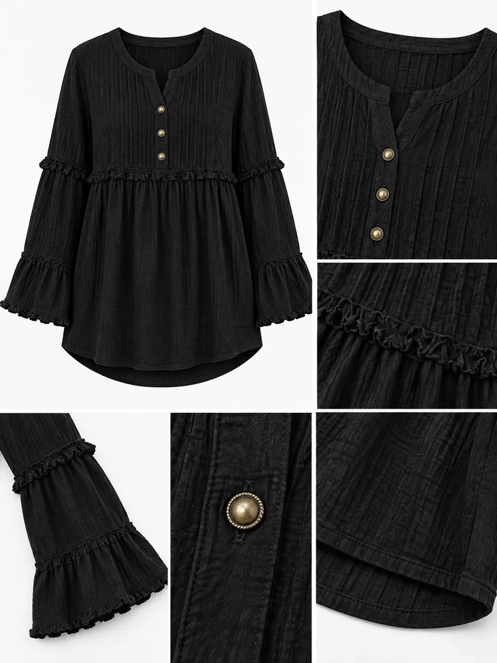 Full Size Snap Down Long Sleeve Blouse Plus Size, image 8