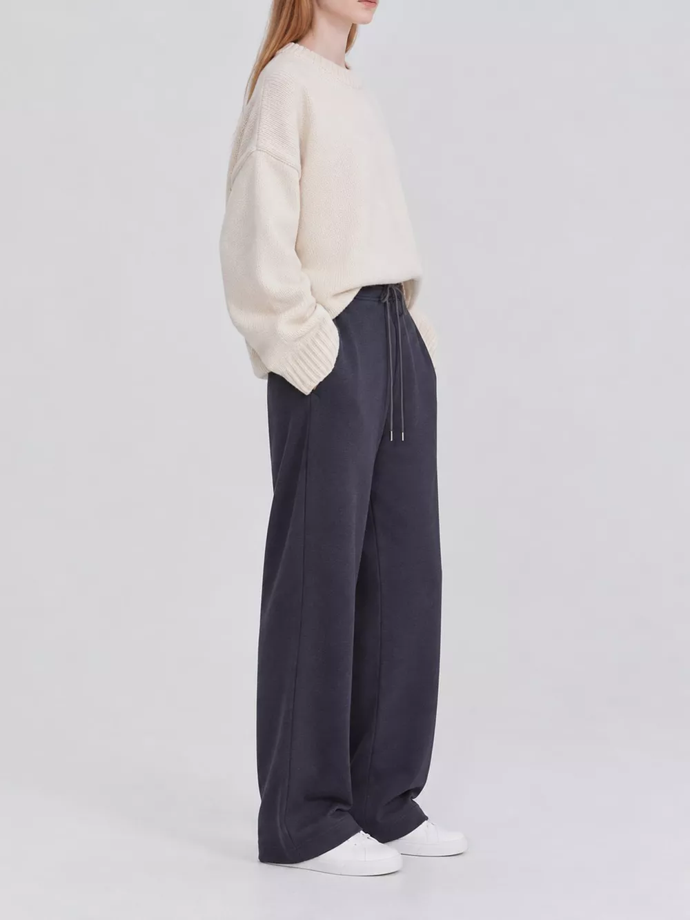 Round Neck Dropped Shoulder Sweater, image 3