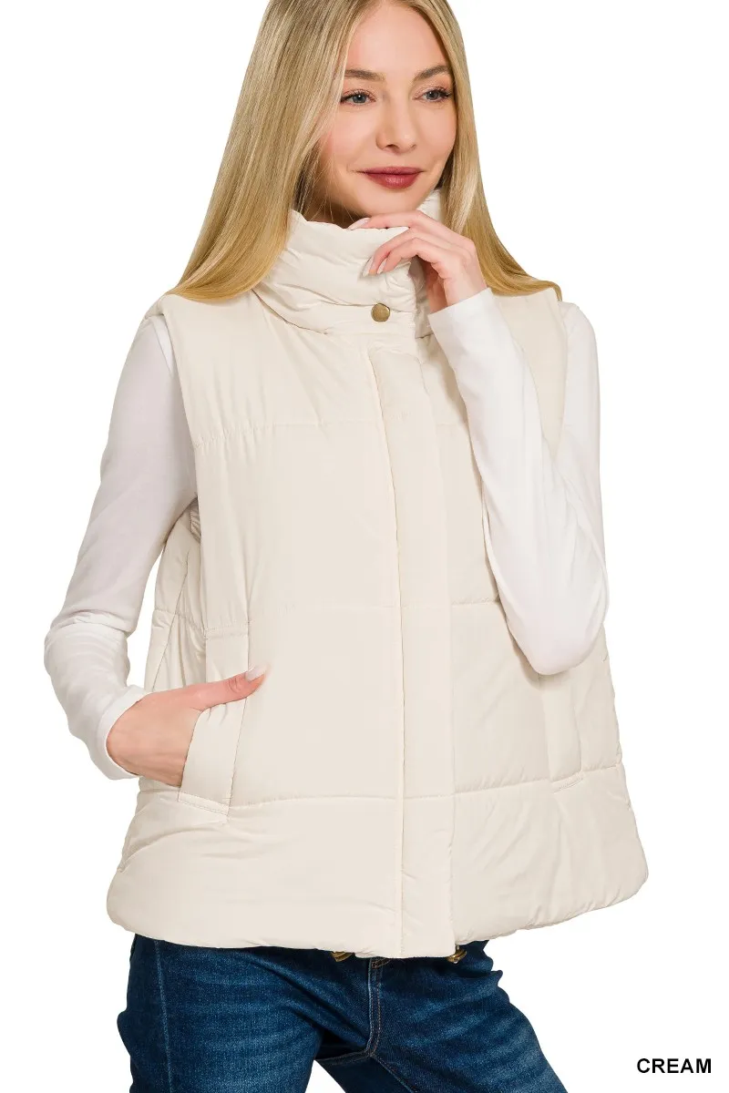 High Neck Zip-Up Vest Coat, image 5