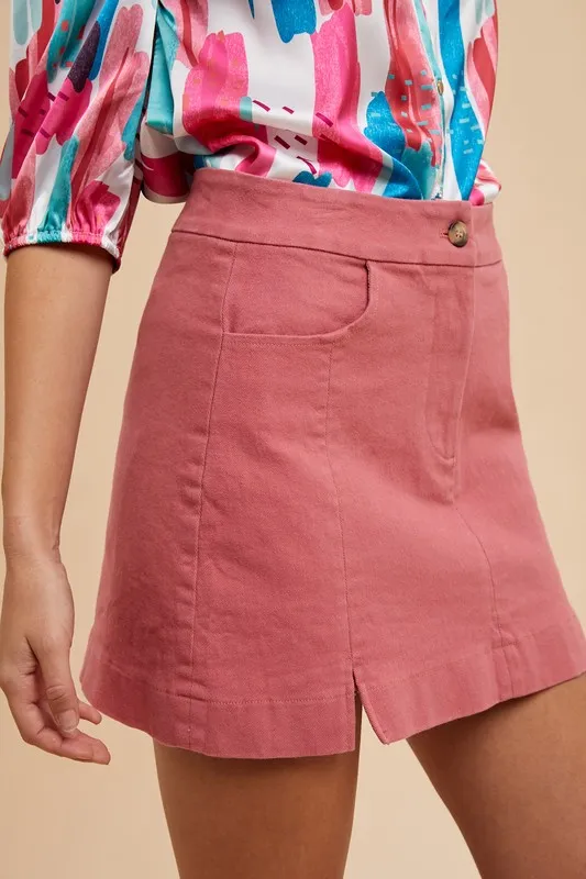 Comfort Stretch Cotton Slit Detailed Mini Skirt, image 3