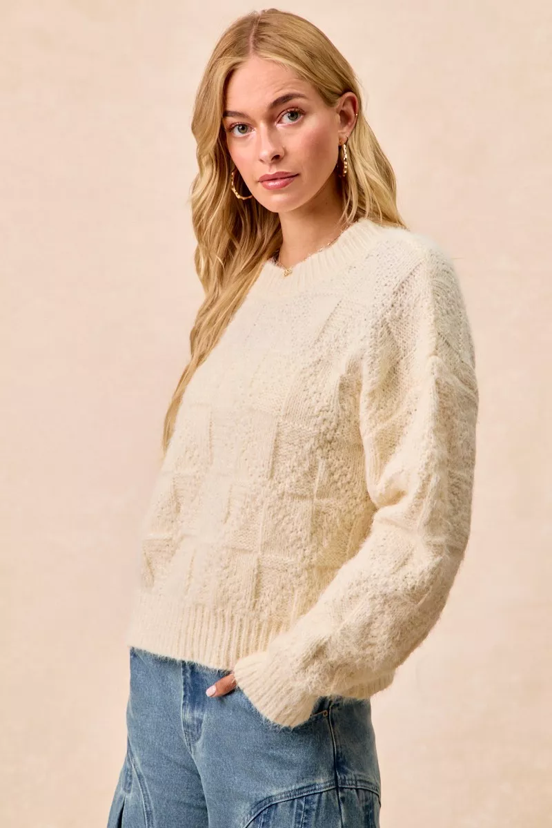 Checker Board Drop Shoulder Sweater, image 19