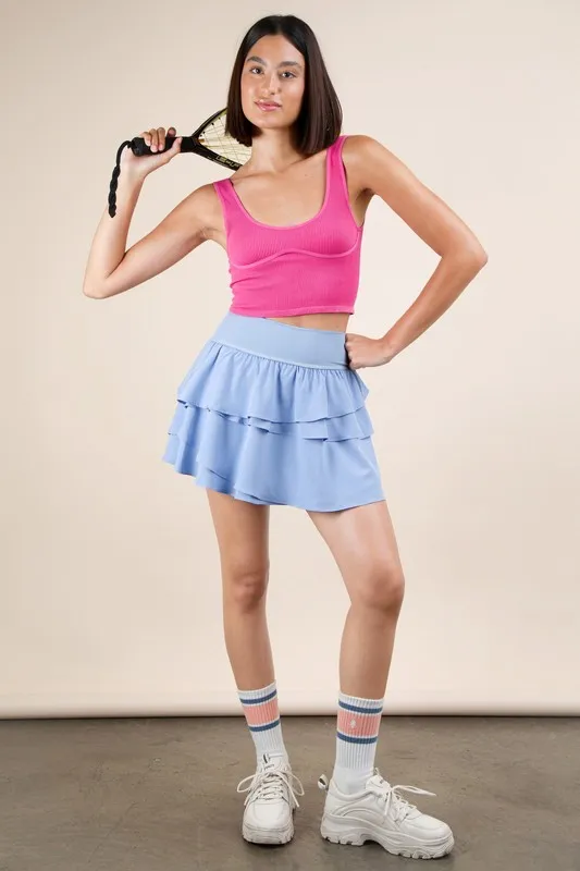 Riffled Tiered Layers Activewear Skirt with Shorts, image 4