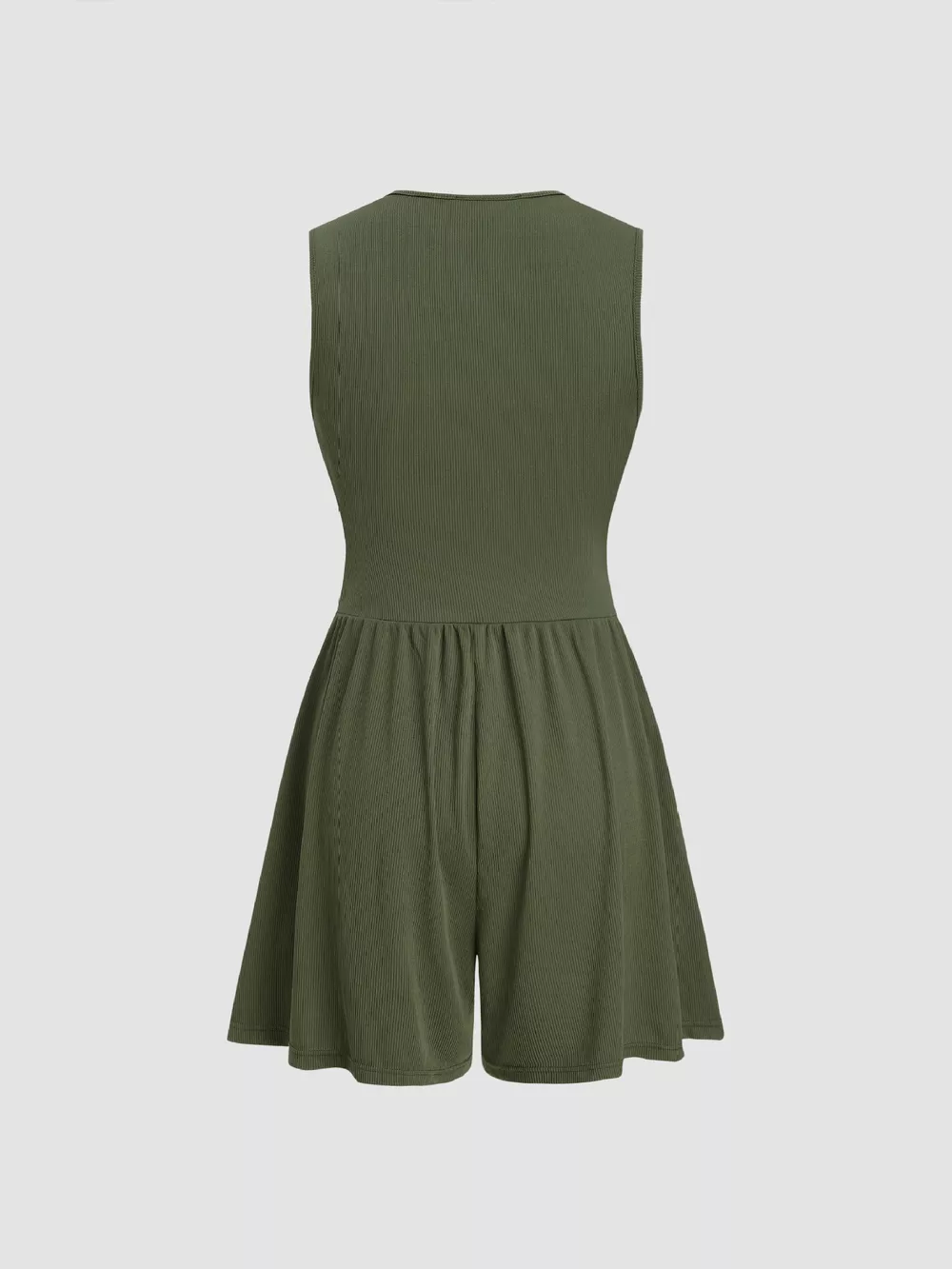 Deep V-Neck Ruched Sleeveless Romper, image 7