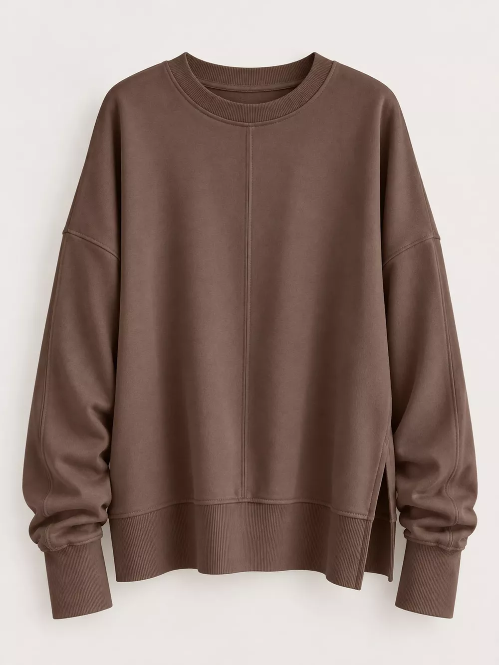 Oversized Crew Neck Sweatshirt with Side Slit, image 24