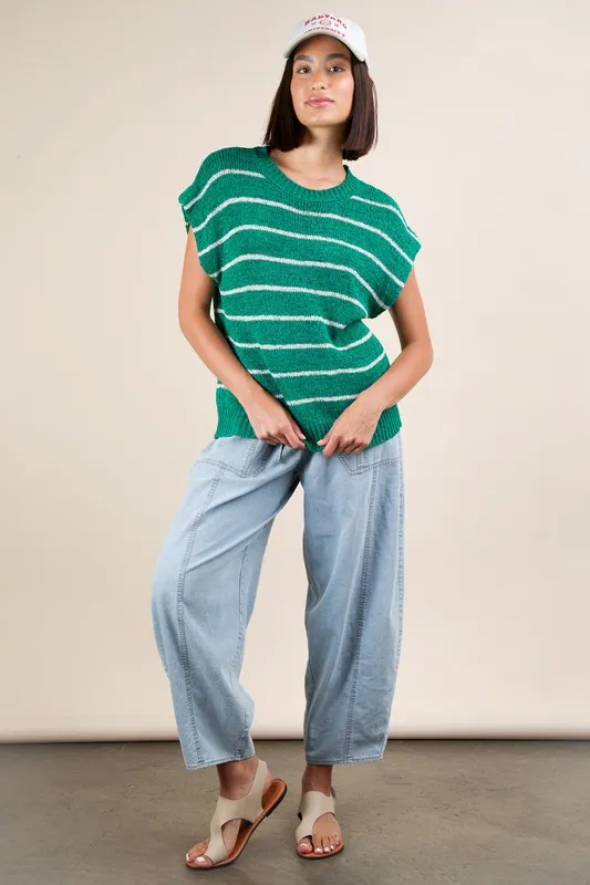 Striped Knit Sweater Vest Top, image 5