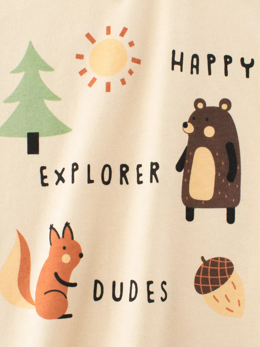 Children's Happy Explorer Woodland Creatures Graphic T-Shirt, image 3