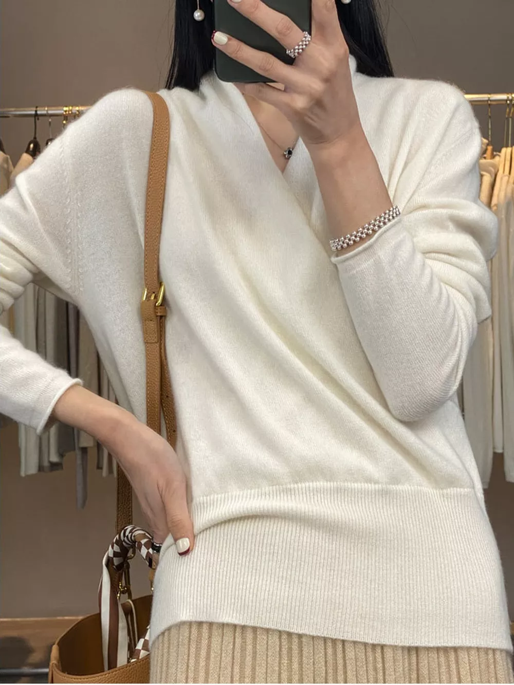 Wrap-Front Long Sleeve Sweater, image 9