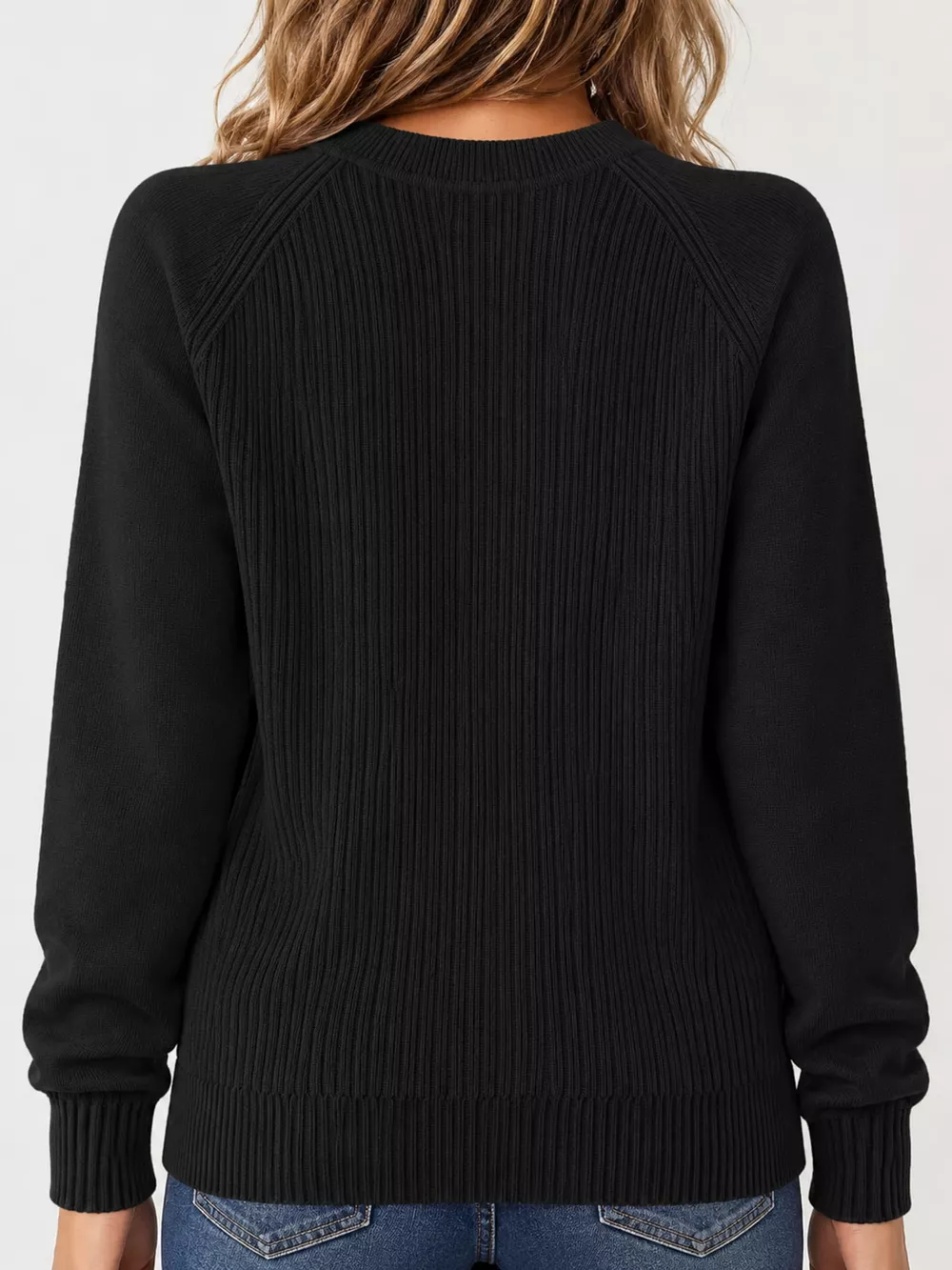 Full Size Ribbed Knit Raglan Sleeve Sweater Plus Size, image 15