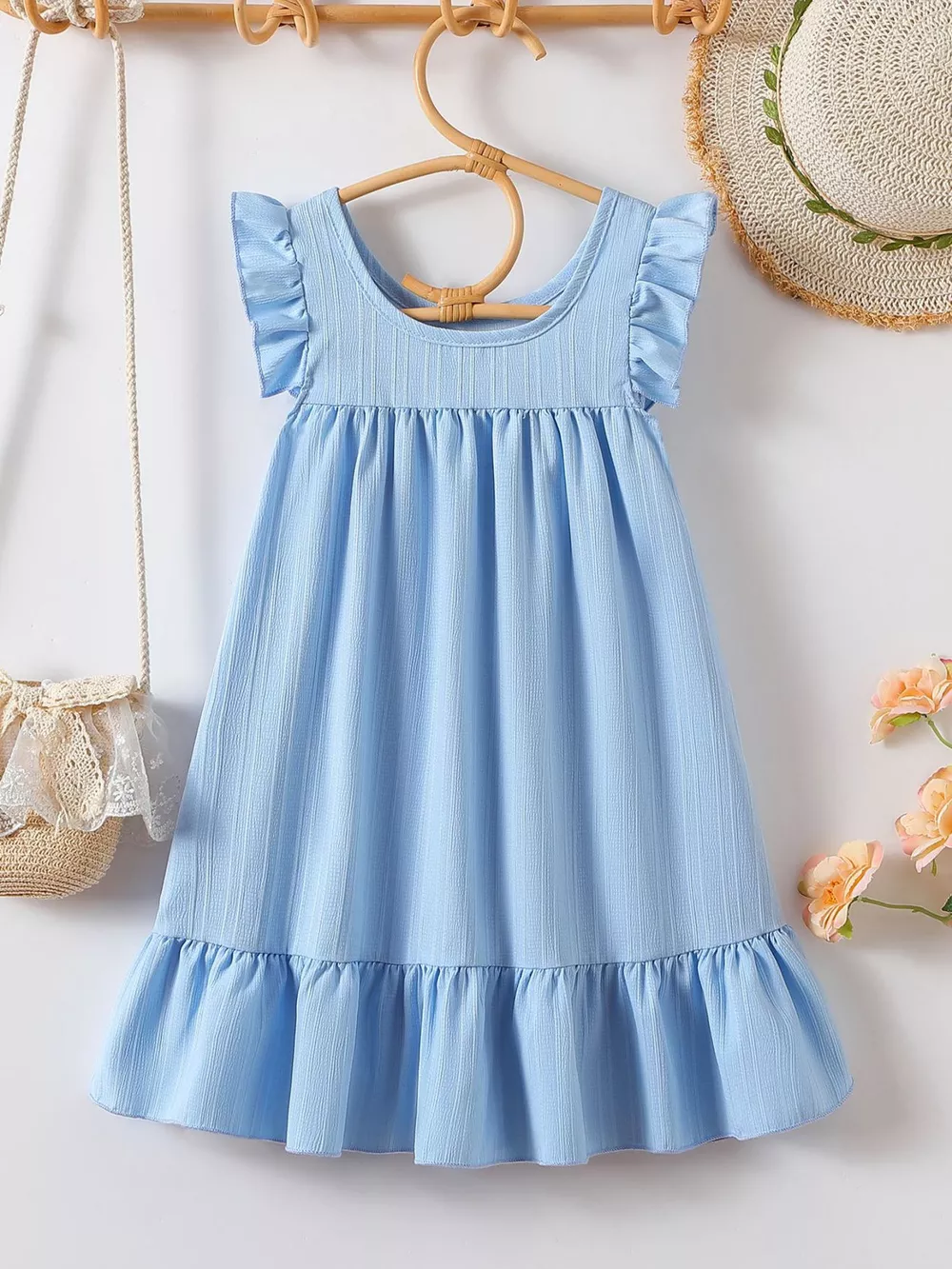 Children's Embroidered Ruffled Hem Dress, image 6