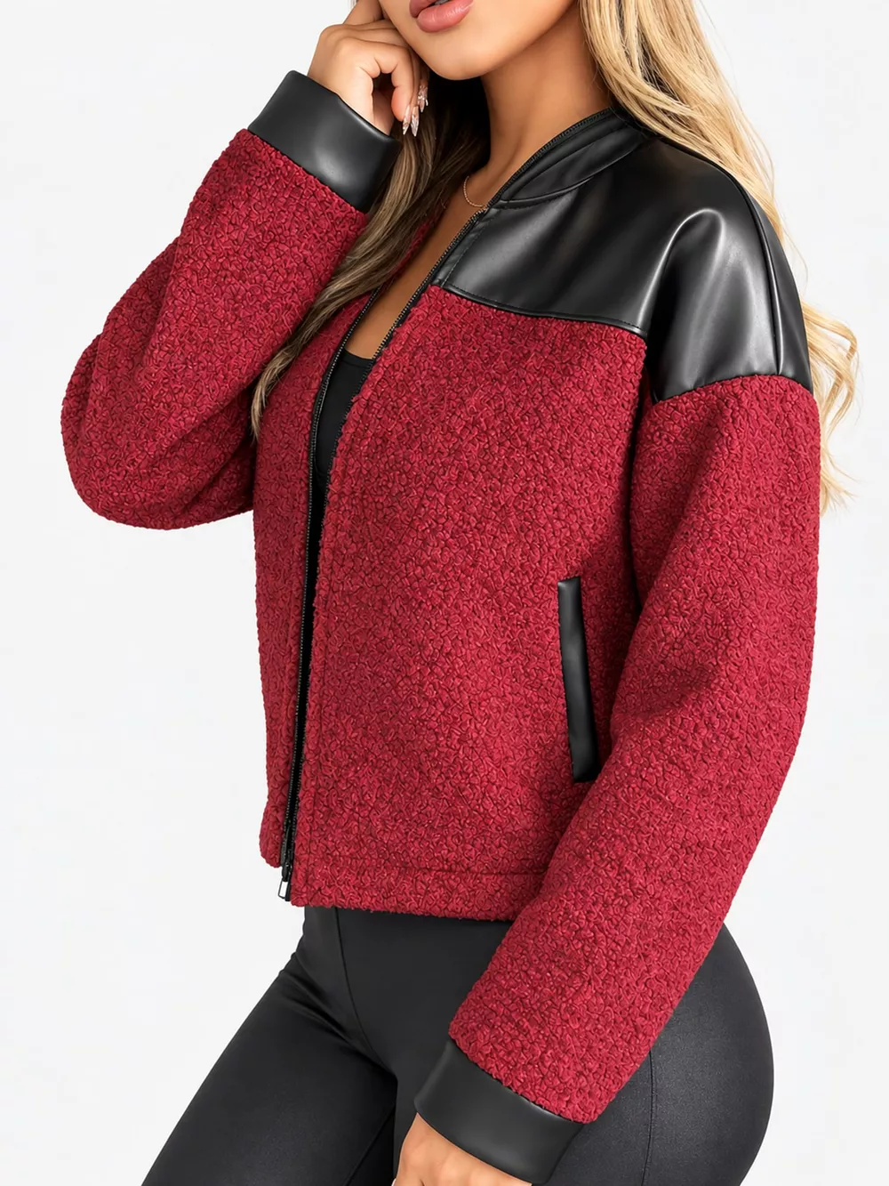 Sherpa Contrast Zip-Up Jacket, image 14
