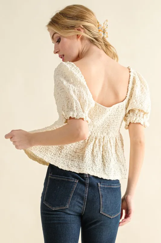 Lovely Textured and Smocked Top, image 6