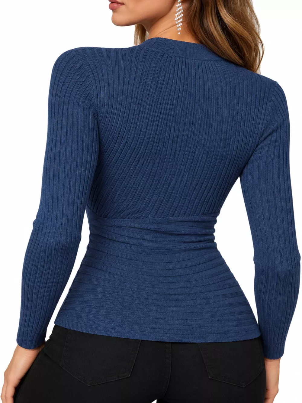 Full Size Ribbed Long Sleeve Slim Fit T-Shirt Plus Size, image 22