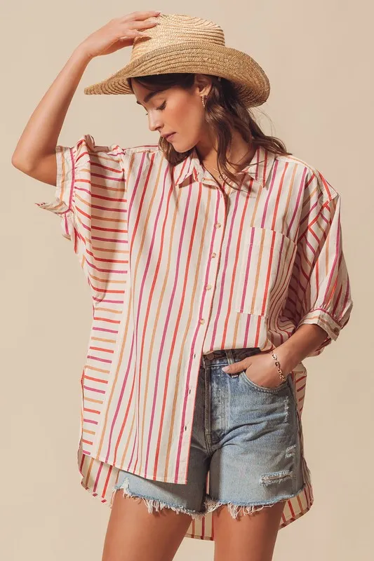 Multicolored Stripe Button Down Shirt, image 12