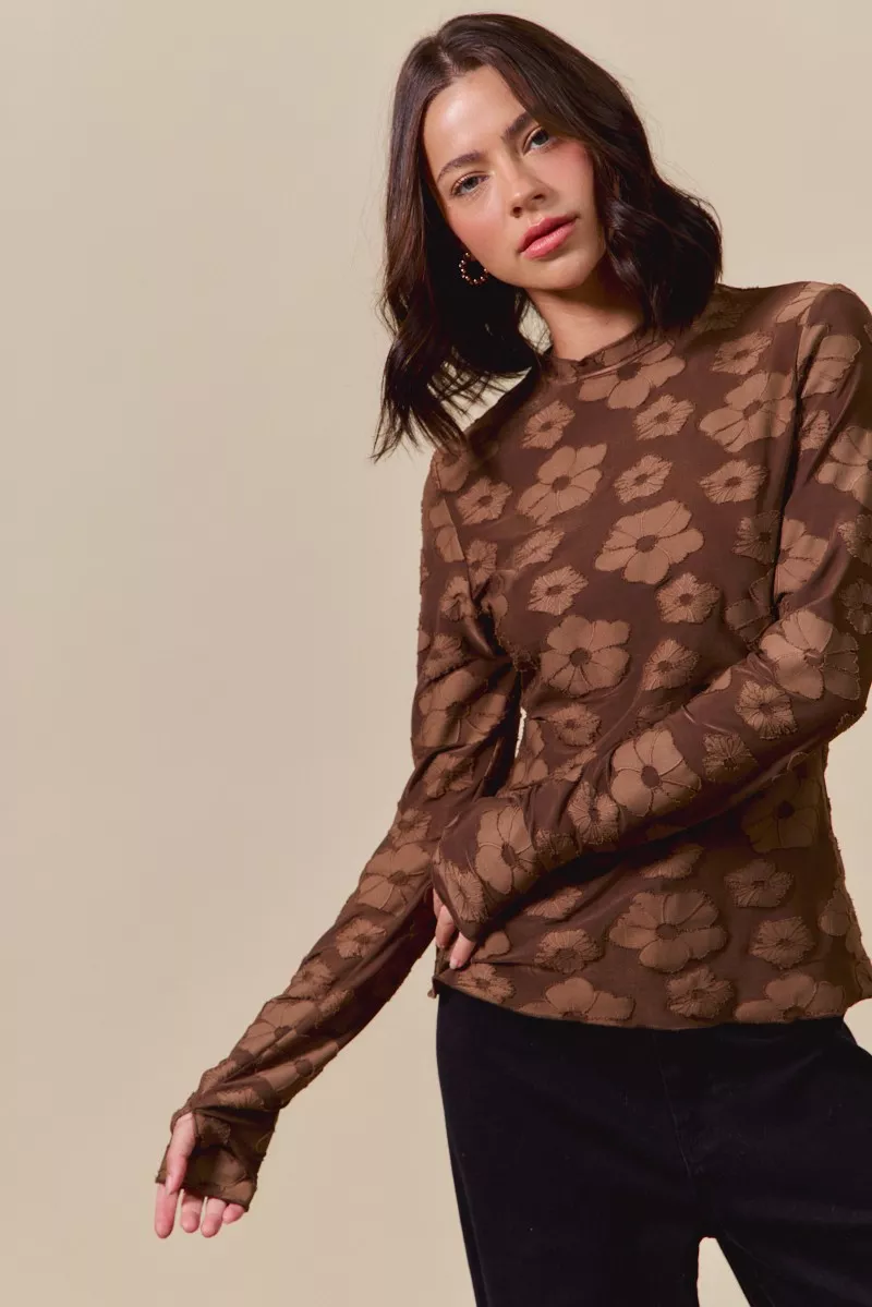 Stretched Jacquard Casual Tops with Thumb Opening, image 5