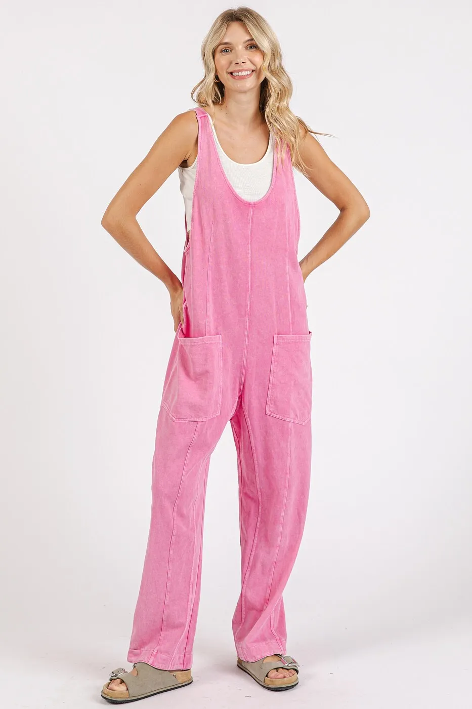 Mineral Wash Relaxed Fit Sleeveless Harem Jumpsuit