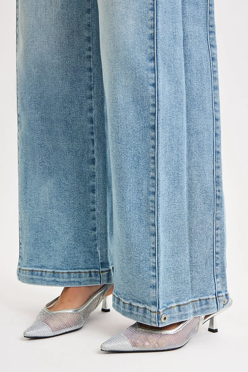 Mid Rise Wide Barrel Transferable Leg Snap Jeans, image 5