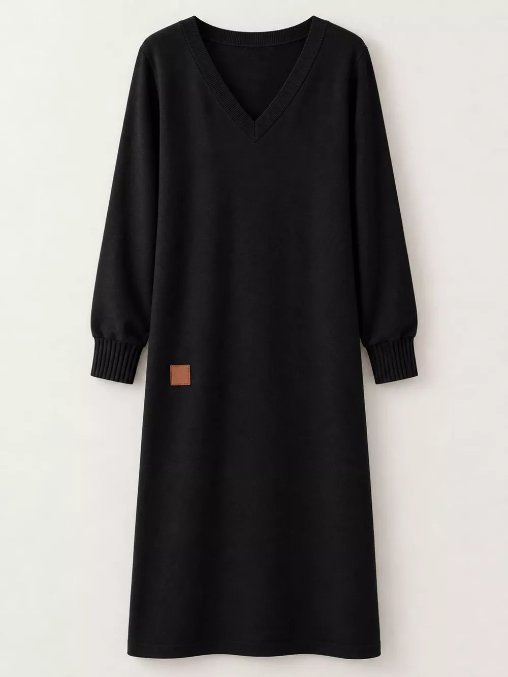 Full Size V-Neck Long Sleeve Midi Dress Plus Size, image 19
