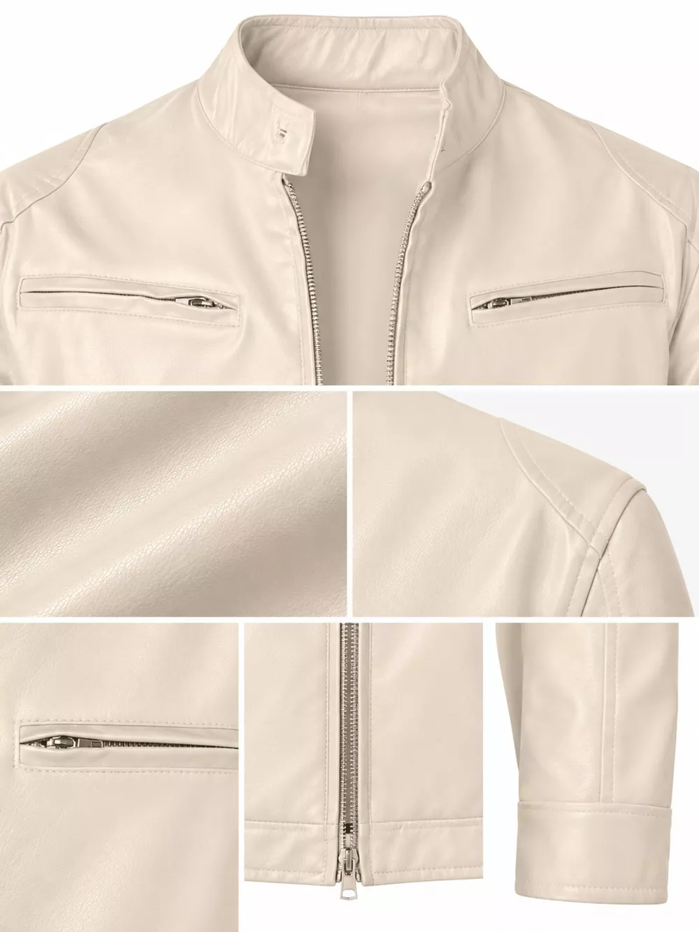 Men's Full Size Faux Leather Zip Up Jacket Plus Size, image 22
