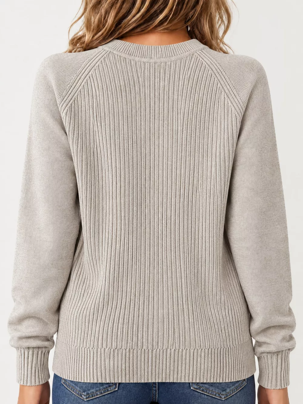 Full Size Ribbed Knit Raglan Sleeve Sweater Plus Size, image 2